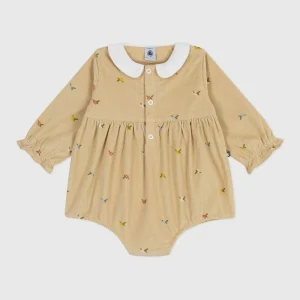 Petit Bateau Combinaison en velours pour bébé - Fleurs
