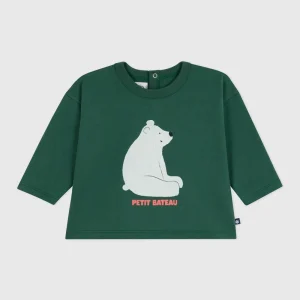 T-shirt Petit Bateau en coton à manches longues - Vert