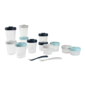 Béaba Pack Bocaux de Conservation Premier Repas (2x90ml + 4x150ml + 6x250ml + 2 Cuillères Silicone 1er Âge) - Tempête