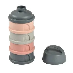 Béaba Boîte Doseuse pour Lait en Poudre – 4 Compartiments – Gris Minéral/Rose - Éco Design