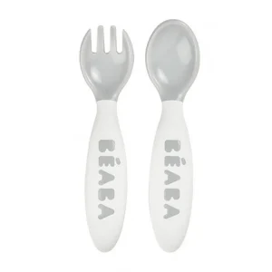 Béaba Cuillères d'entraînement - Couverts ergonomiques pour enfants - Gris