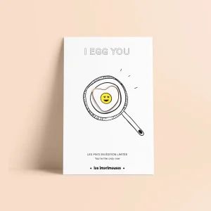 Pin’s « I Egg You » – Œuf cœur avec smiley – Édition limitée – Les Imprimeuses