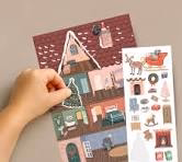 Carte Stickers Maison de noël - Inklings