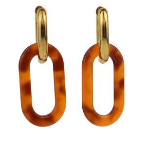 Boucle d'oreille - Créoles pendantes en acétate colorée - Les Cleias