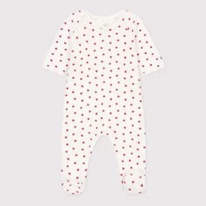 Petit Bateau | Pyjama en velours pour bébé avec imprimé coeurs