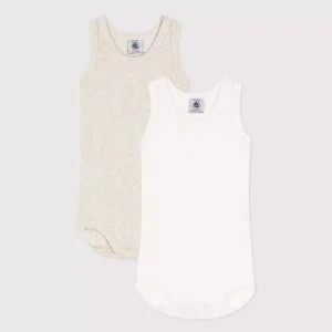 Petit Bateau | Ensemble de 2 bodies côtelés sans manches en coton bio