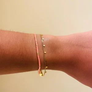 Bracelet double acier et perles - Les Cléias