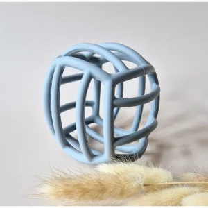 Balle de motricité flexible en silicone Rammelaartje - Bleu gris