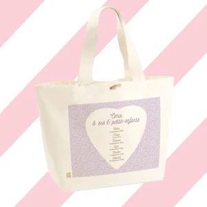 Sac Cabas à personnaliser - Violet - Mamie & ses petits enfants