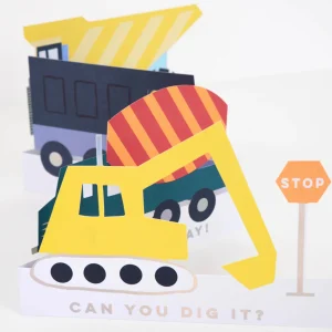 Carte à déplier engin de chantier, construction avec enveloppe - Meri Meri