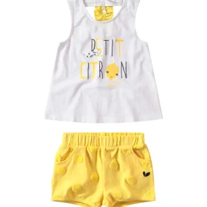Ensemble debardeur et short blanc et jaune