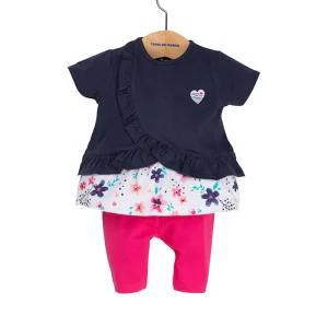 Ensemble Tunique et leggings Bleu marine et rose