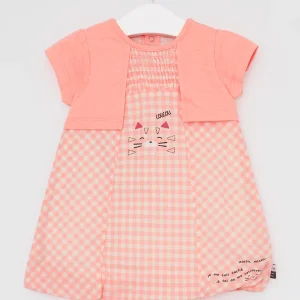 Robe trompe-l’œil Orfee - Saumon et écru - Lapin Bleu