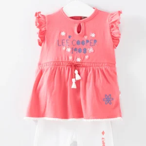 Ensemble robe et leggings Fuchsia et blanc